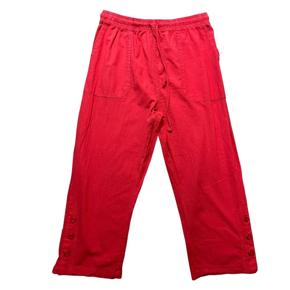 Vintage Ragtop USA Red Cotton Drawstring Pants Y2K Women Small